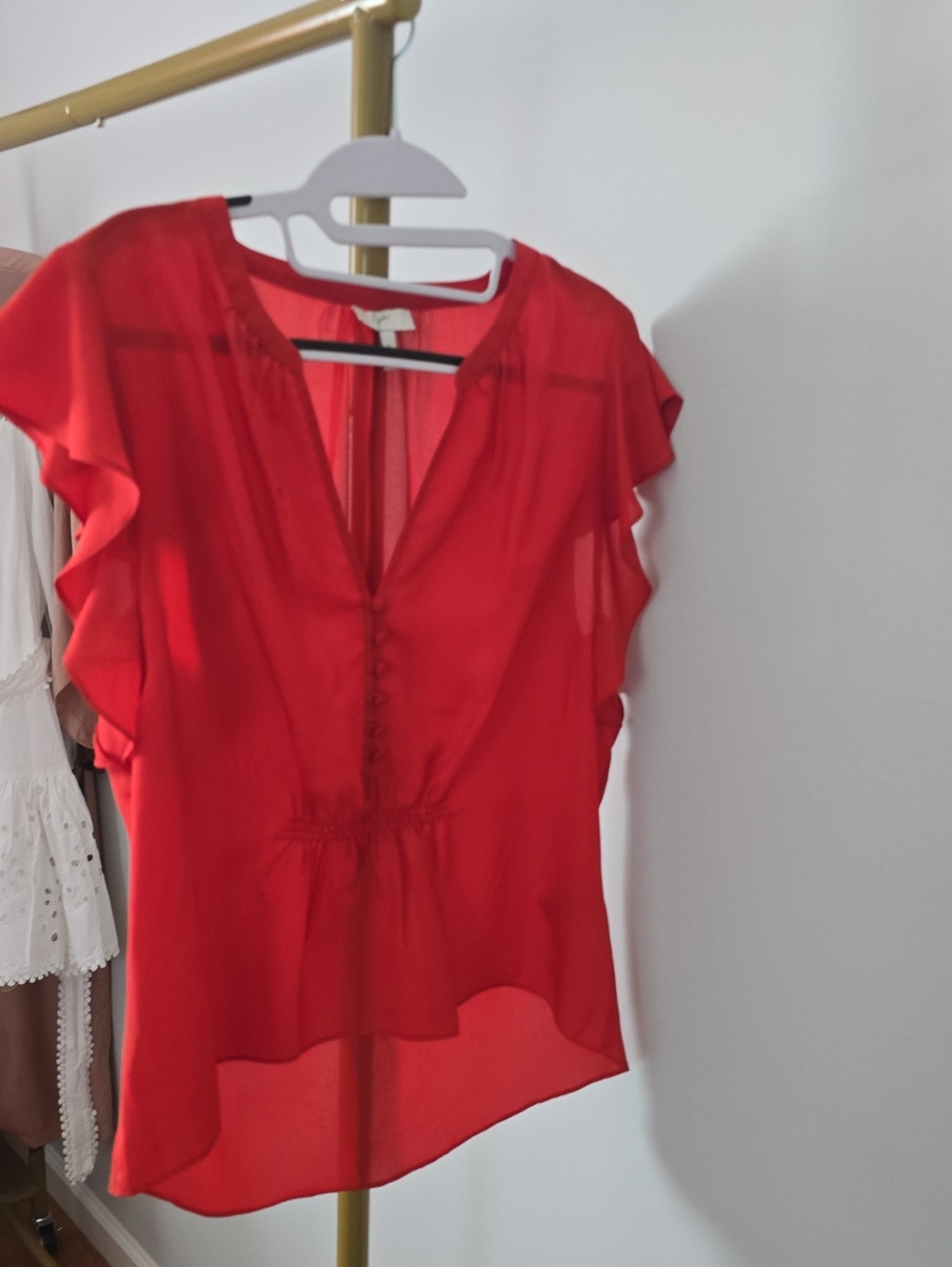 Joie Red Flutter Sleeve Blouse